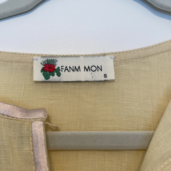 Fanmmon Yellow Linen Dress. Size Small - Picture 2 of 4